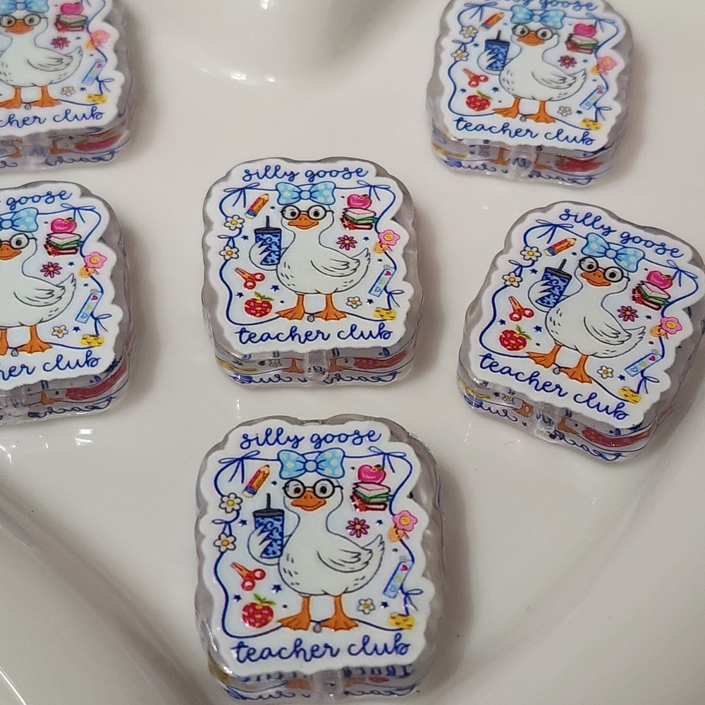 Silly Goose Teacher Beads 2 Pcs Focal Beads Acrylic Jewelry Making Crafts
